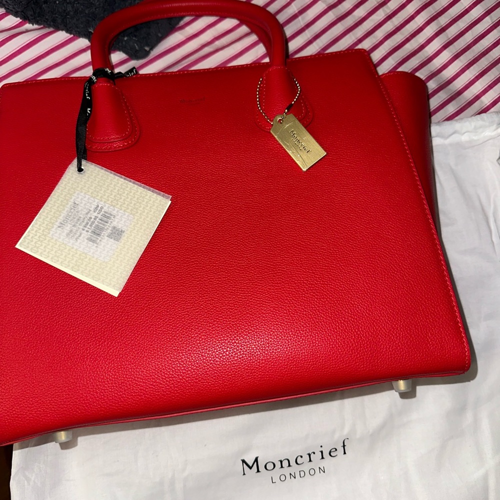 Vibrant Red Satchel with Gold Hardware and Luxurious Finish